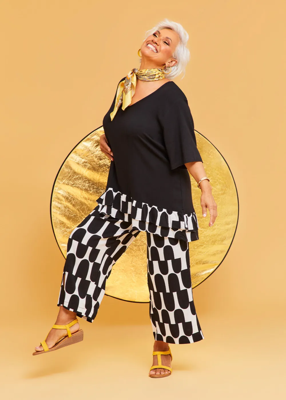 Print Natural Wide Crop Pant