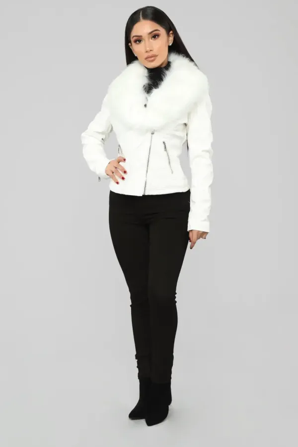 Elsa Faux Leather Jacket - White