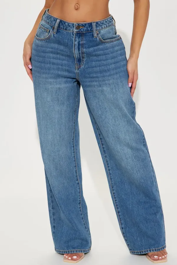 House Party Vintage Baggy Non Stretch Jeans - Dark Wash