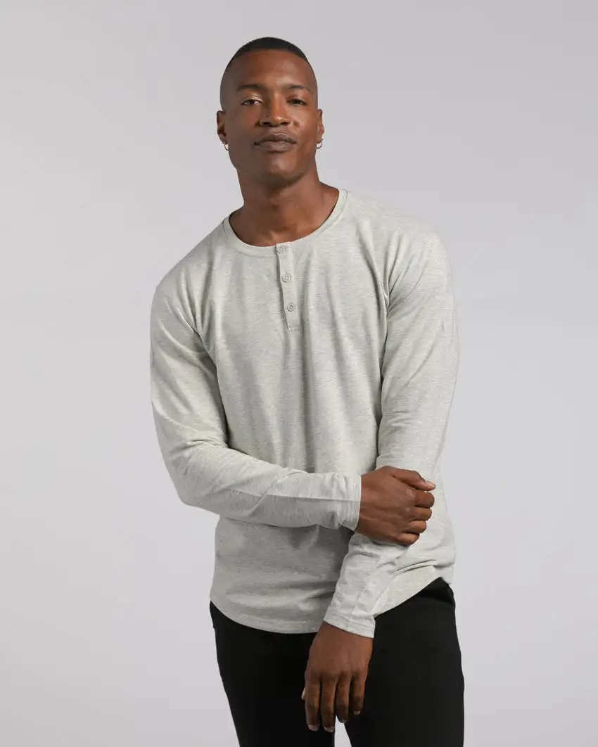 Henley Drop-Cut Long Sleeve: Lux