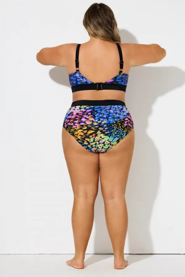 Neon Leopard Print Colorblock Mid Waist Brief