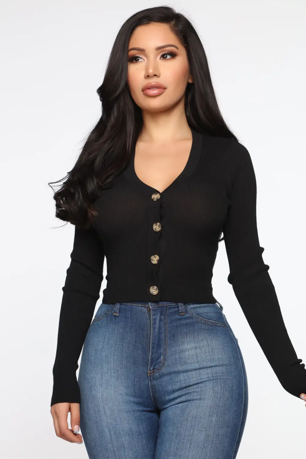 Kassie Button Sweater - Black