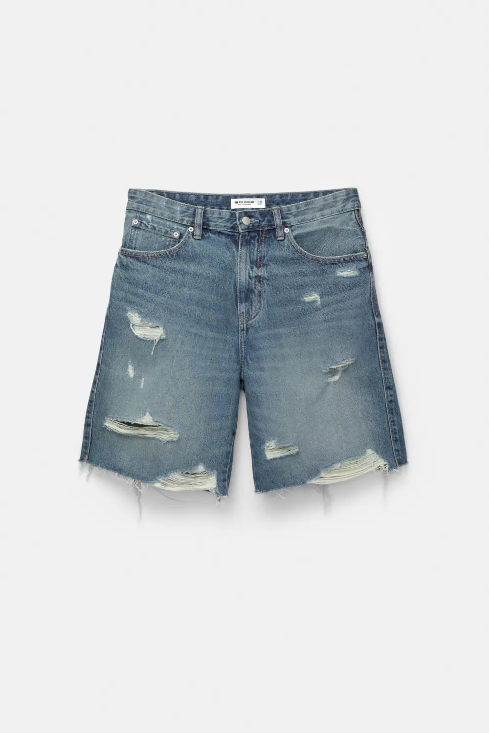 Ripped denim Bermuda shorts