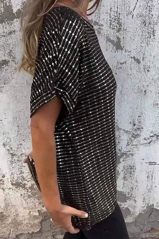 Women's hot stamping loose casual T-shirt