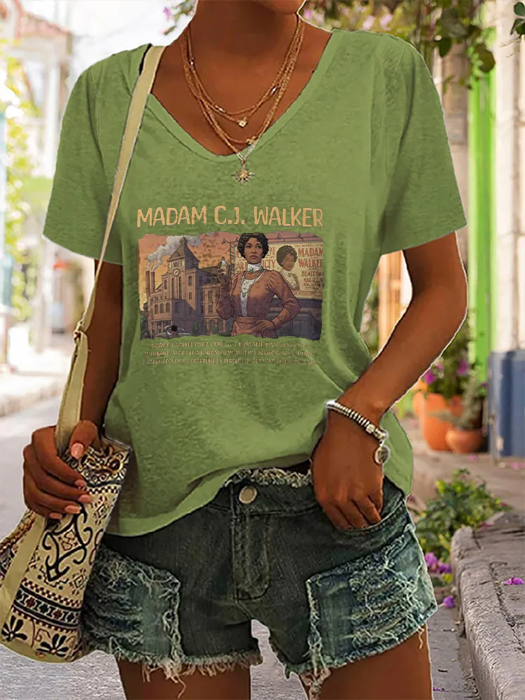 Women'S Madam C.J. Walker V-Neck Short-Sleeved T-Shirt