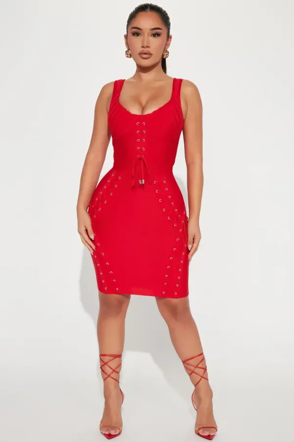 Keira Bandage Mini Dress - Red