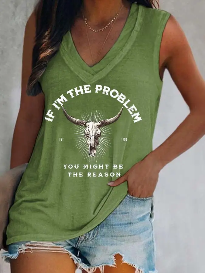 Women's I'M The Problem Western Country Music Print Casual Vest