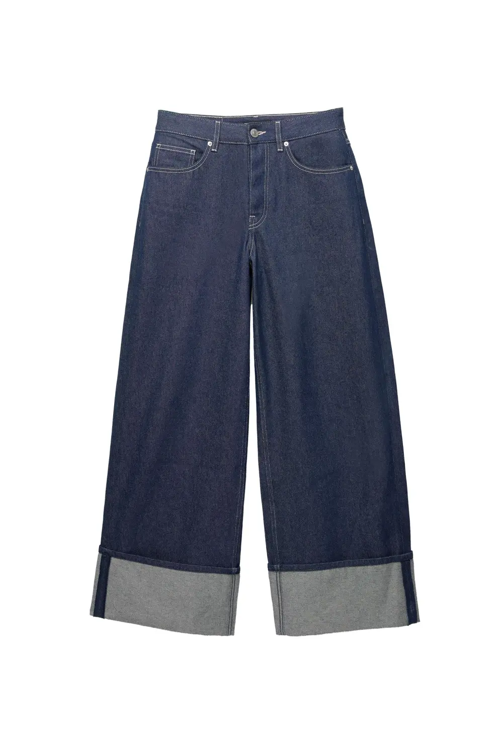 Jeans super wide leg vuelta bajo
