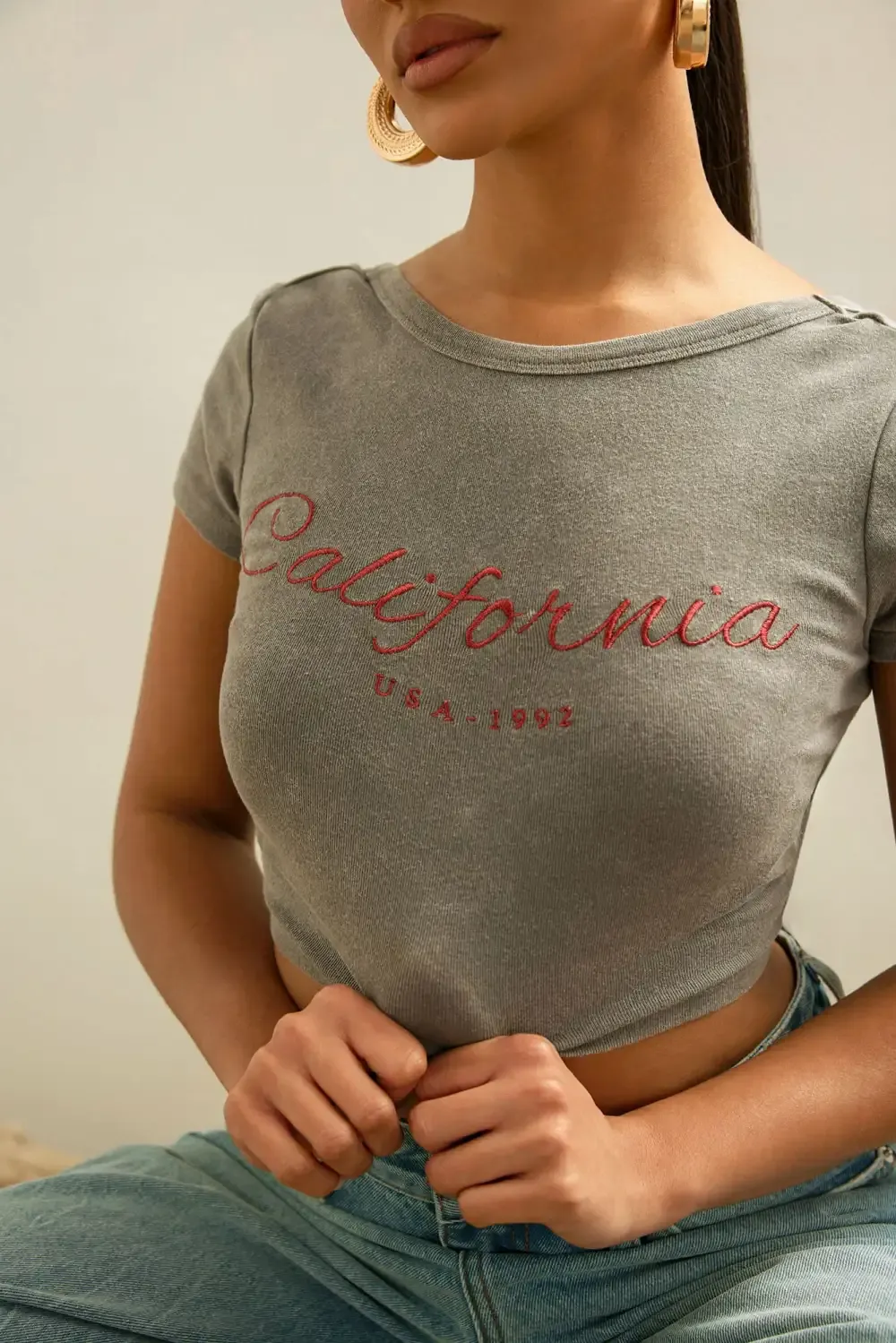 Mind Full Of Cali Short Sleeve Tee - Grey/combo