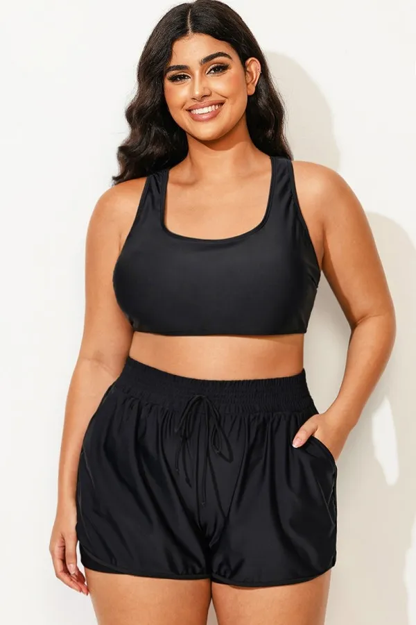 Plus Size Cut Out Back Racerback Bikini Top