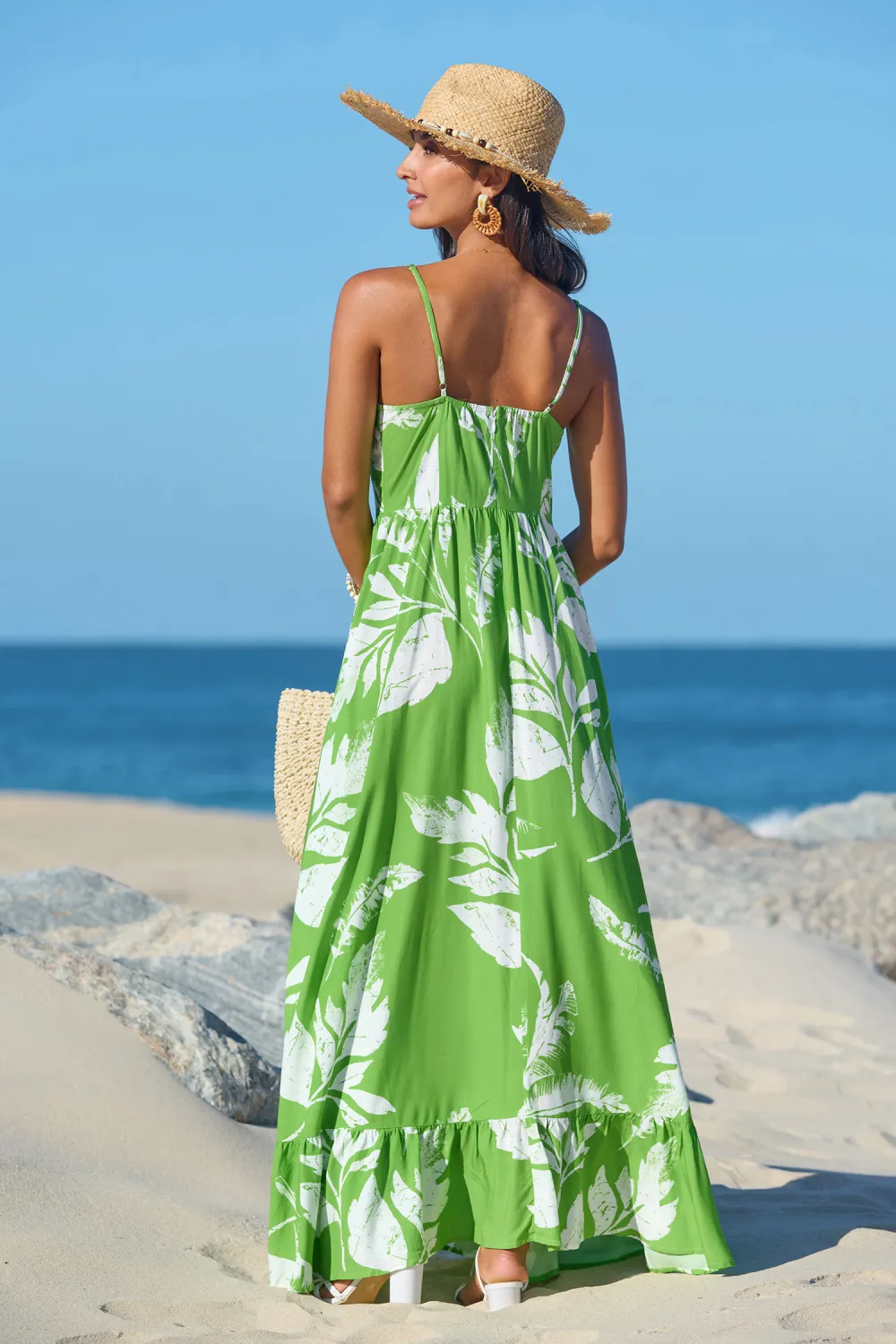 Lemon Blossom Tropical Midi Dress