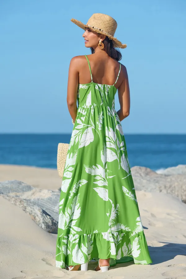 Lemon Blossom Tropical Midi Dress