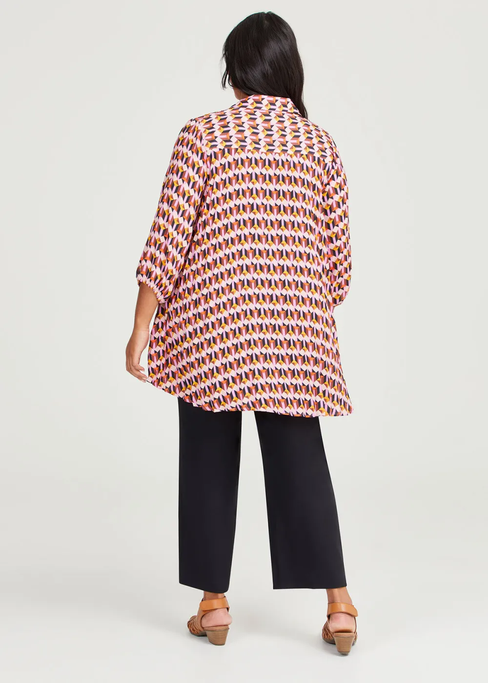 Geo Luxe Satin Pleat Shirt