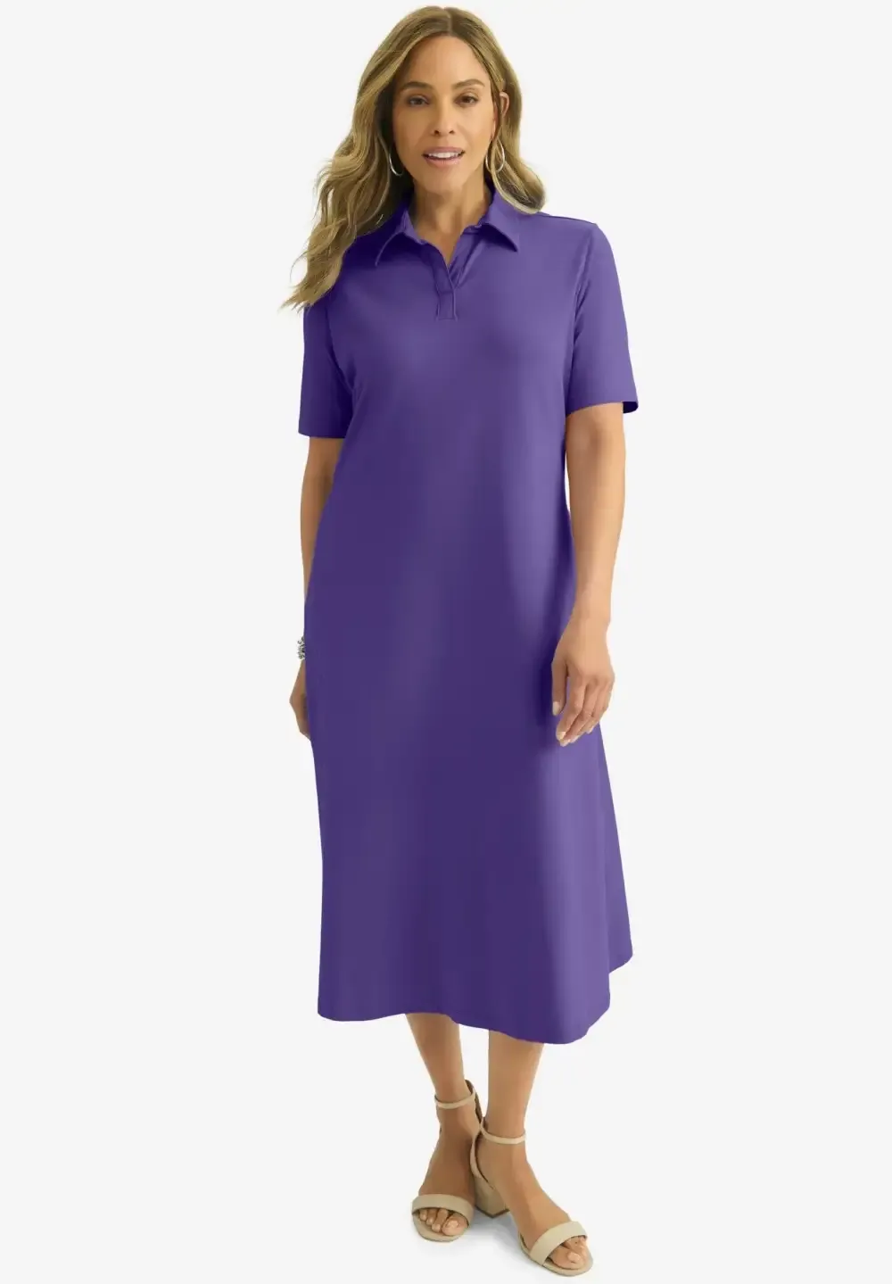 Notch Neck Midi Dress