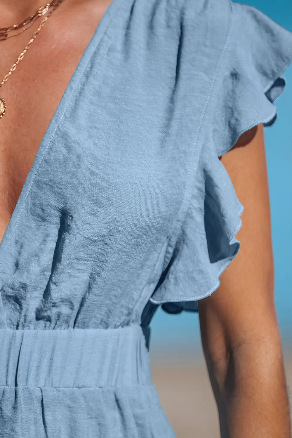 Romantic Ruffles Blue Cover-Up Mini Dress