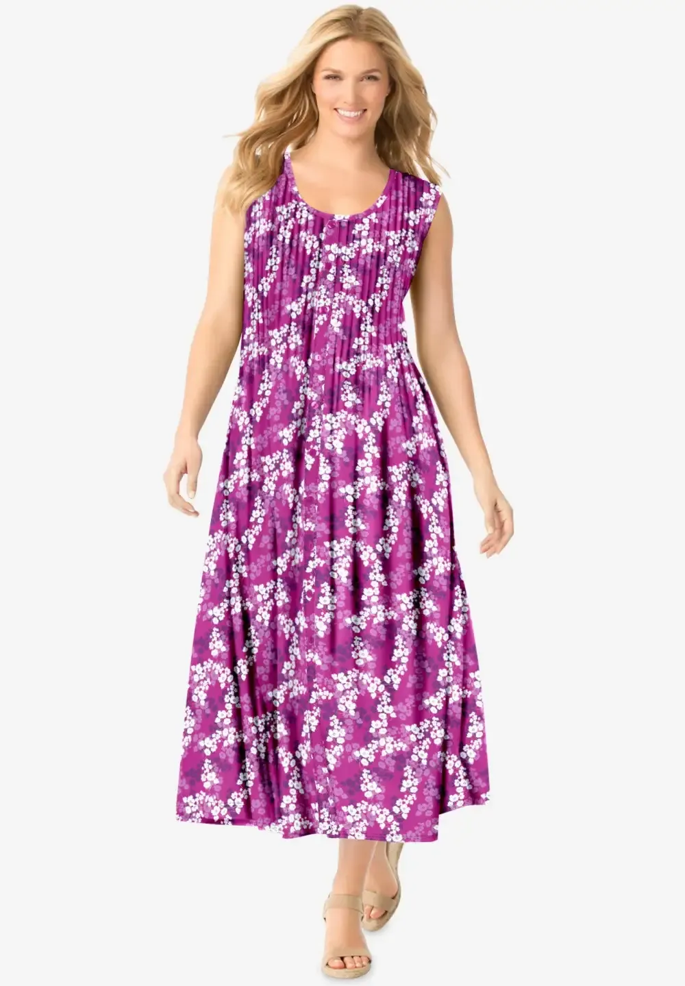 Pintucked Sleeveless Dress
