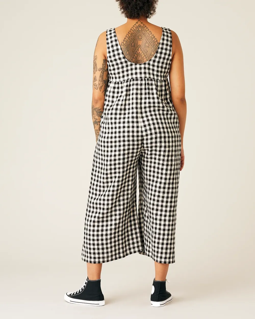 JUMPSUIT - BLACK AND WHITE GINGHAM