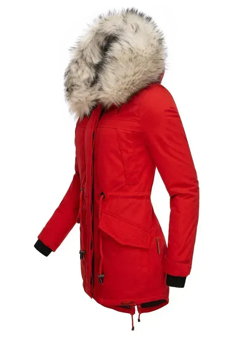 Warm winter ladies parka coat green