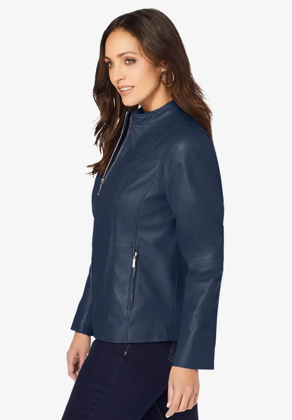 Zip Front Leather Jacket