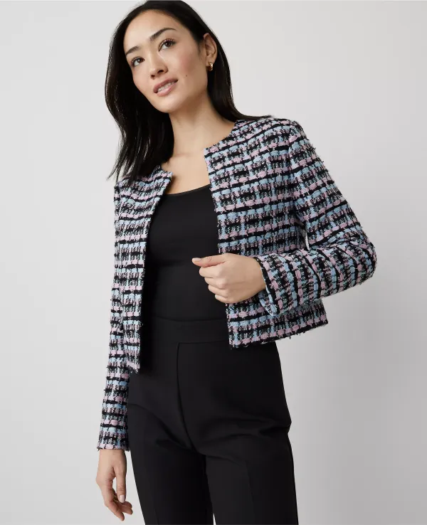 Striped Tweed Cropped Jacket