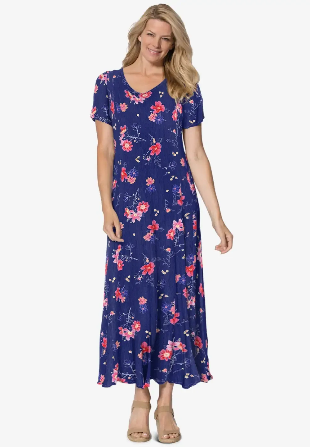 Short-Sleeve Crinkle Dress