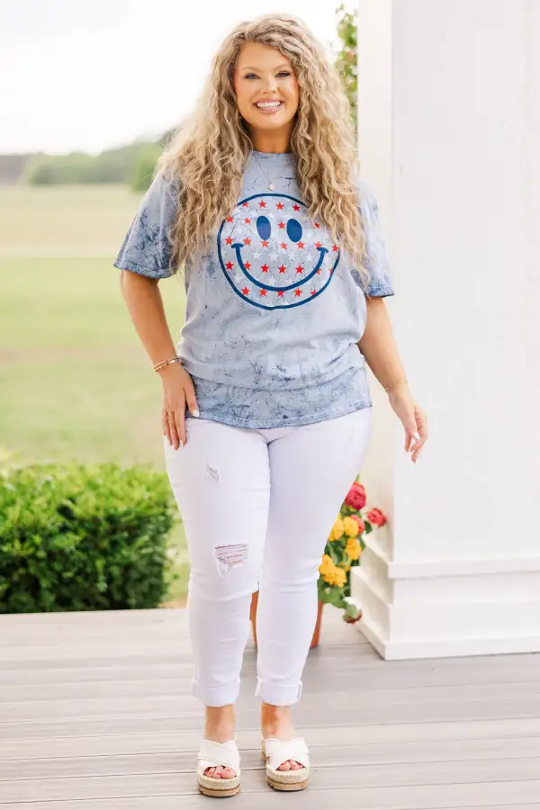 Comfort Colors: Stars Make Me Smile Tee, Ocean Colorblast