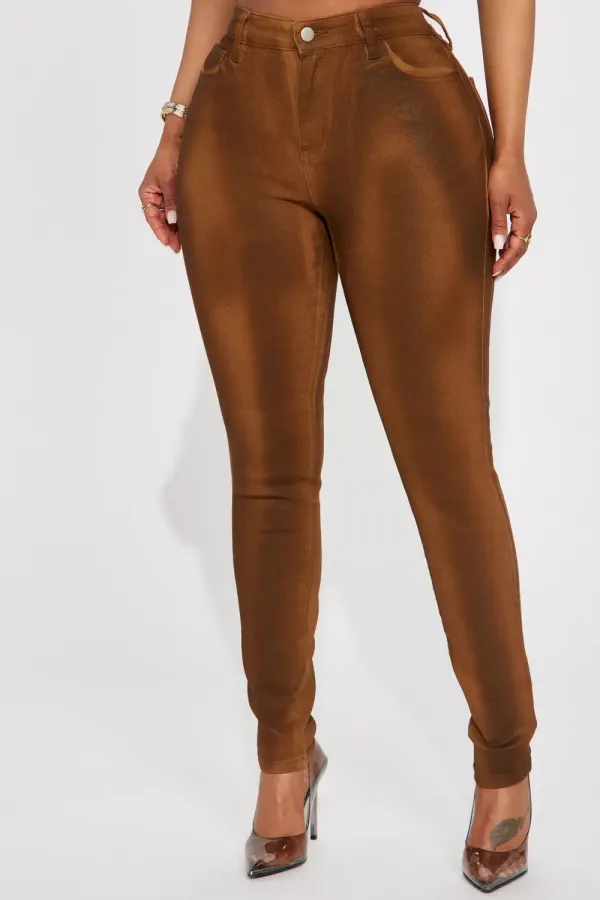 Main Priority Coated Skinny Jeans - Brown
