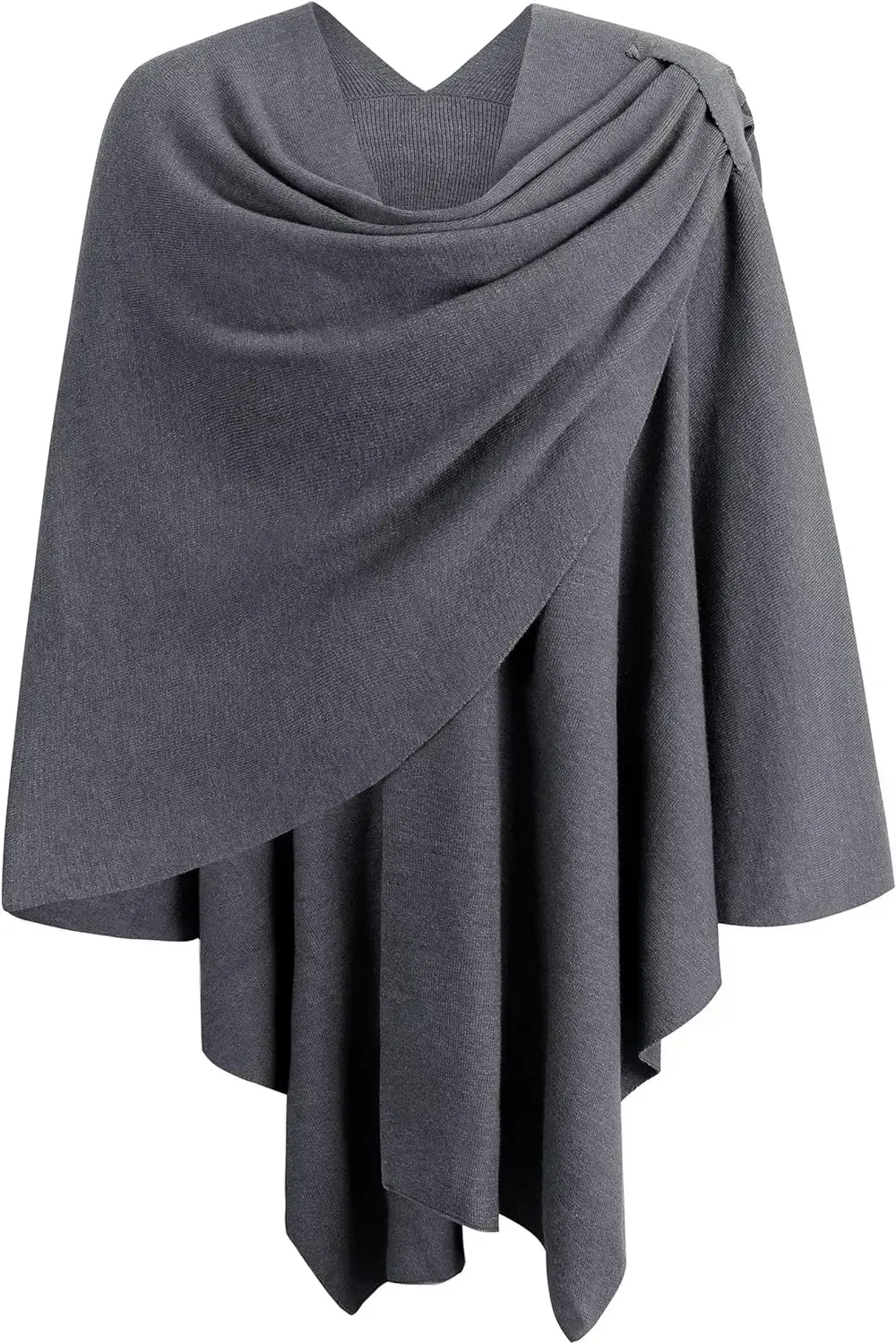 Womens Large Cross Front Poncho Sweater Wrap Topper Knitted Elegant Shawls Cape for Fall Winter