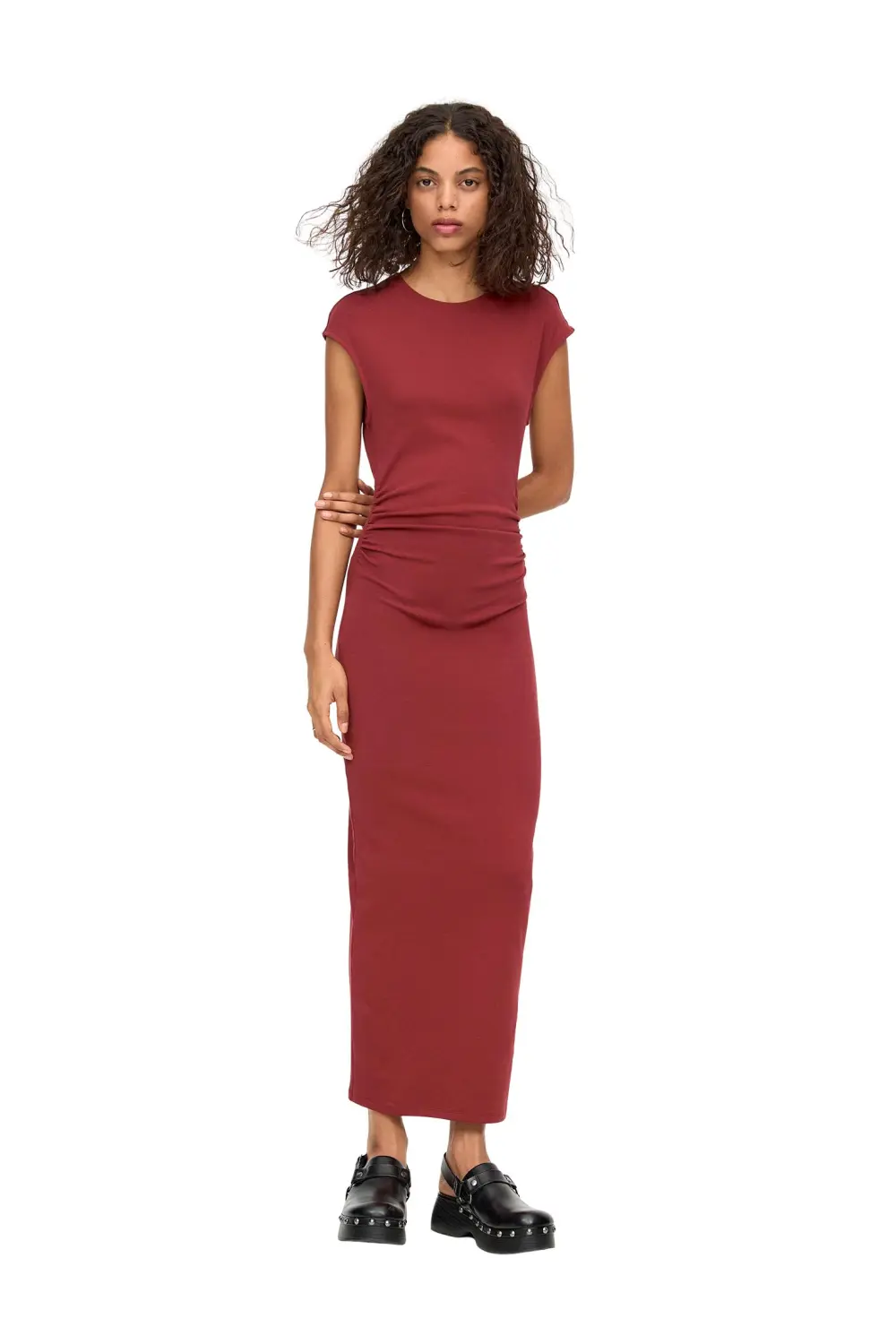 Vestido midi frunces
