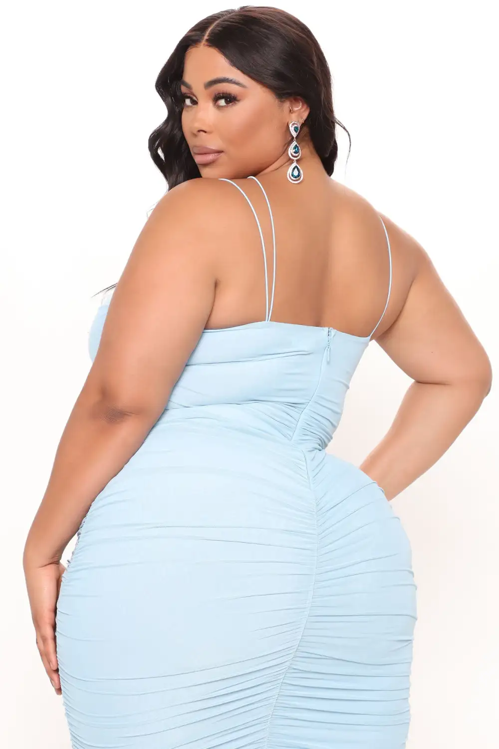 Show Off Mesh Midi Dress - Light Blue