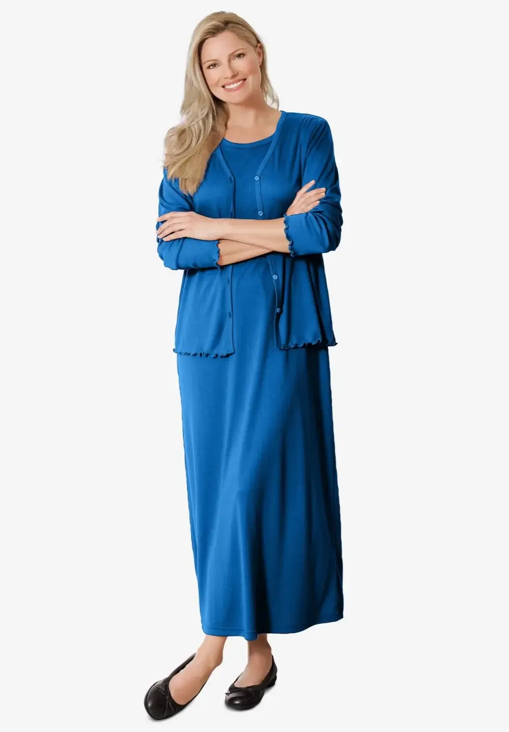 Lettuce Trim Knit Jacket Dress