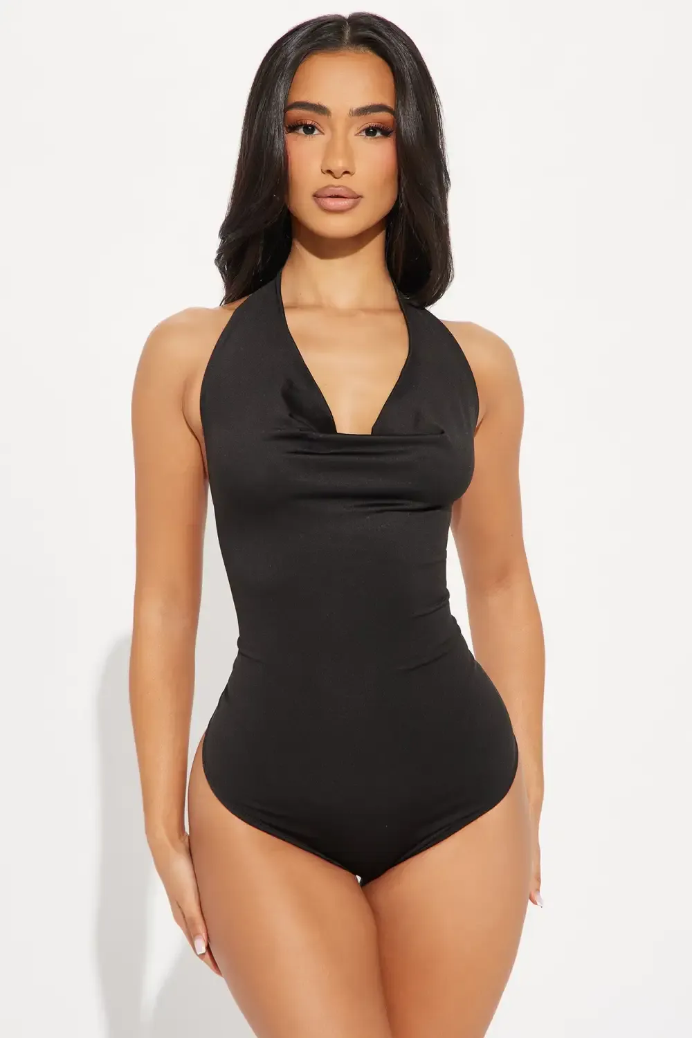 Talia Cowl Neck Bodysuit - Black