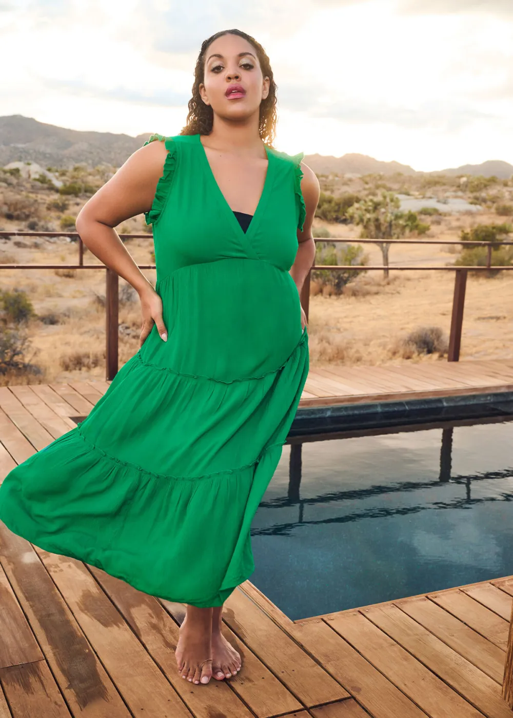Natural Crinkle Tiered Dress