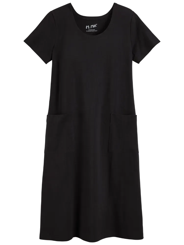 M.MAC Solid Cotton Knit Mid-Length Dress With Pockets