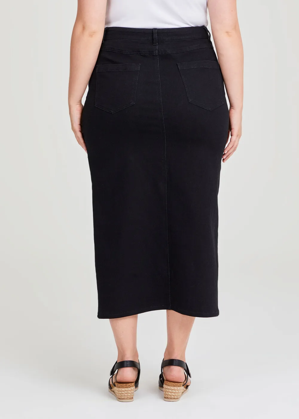 Cotton Blend Denim Maxi Skirt