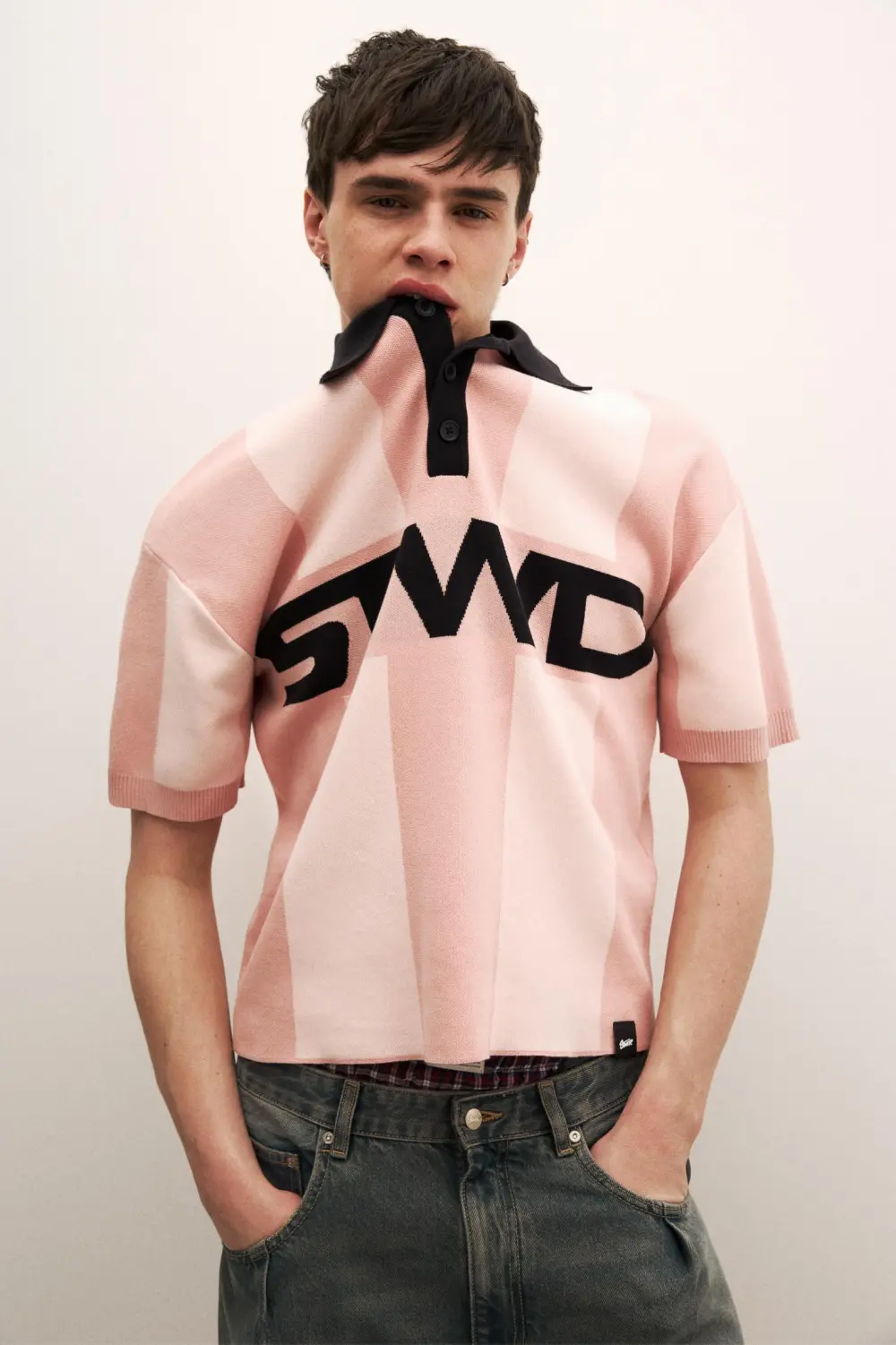Striped STWD knit polo shirt