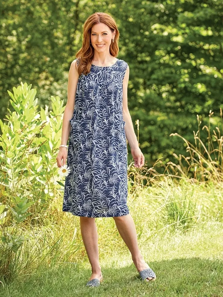 Sleeveless Cotton Gauze Print Muumuu