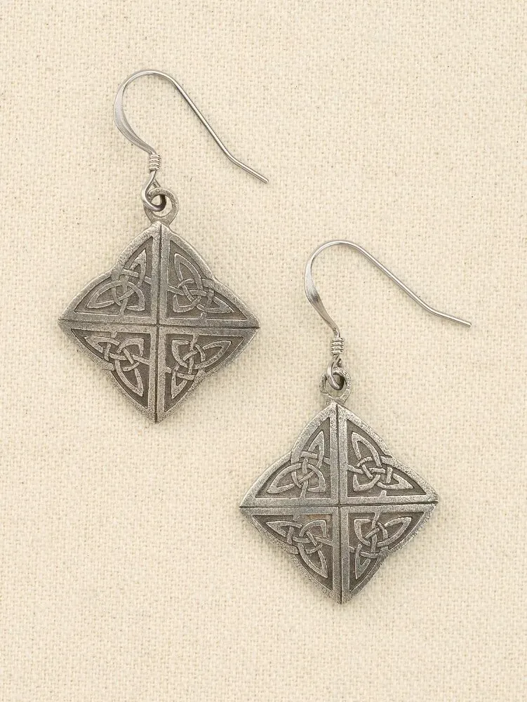 Pewter Celtic Knot Drop Earrings