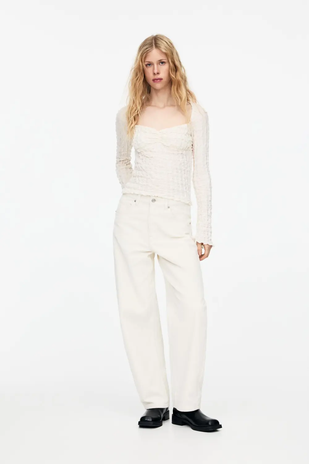Textured corsetry-inspired top