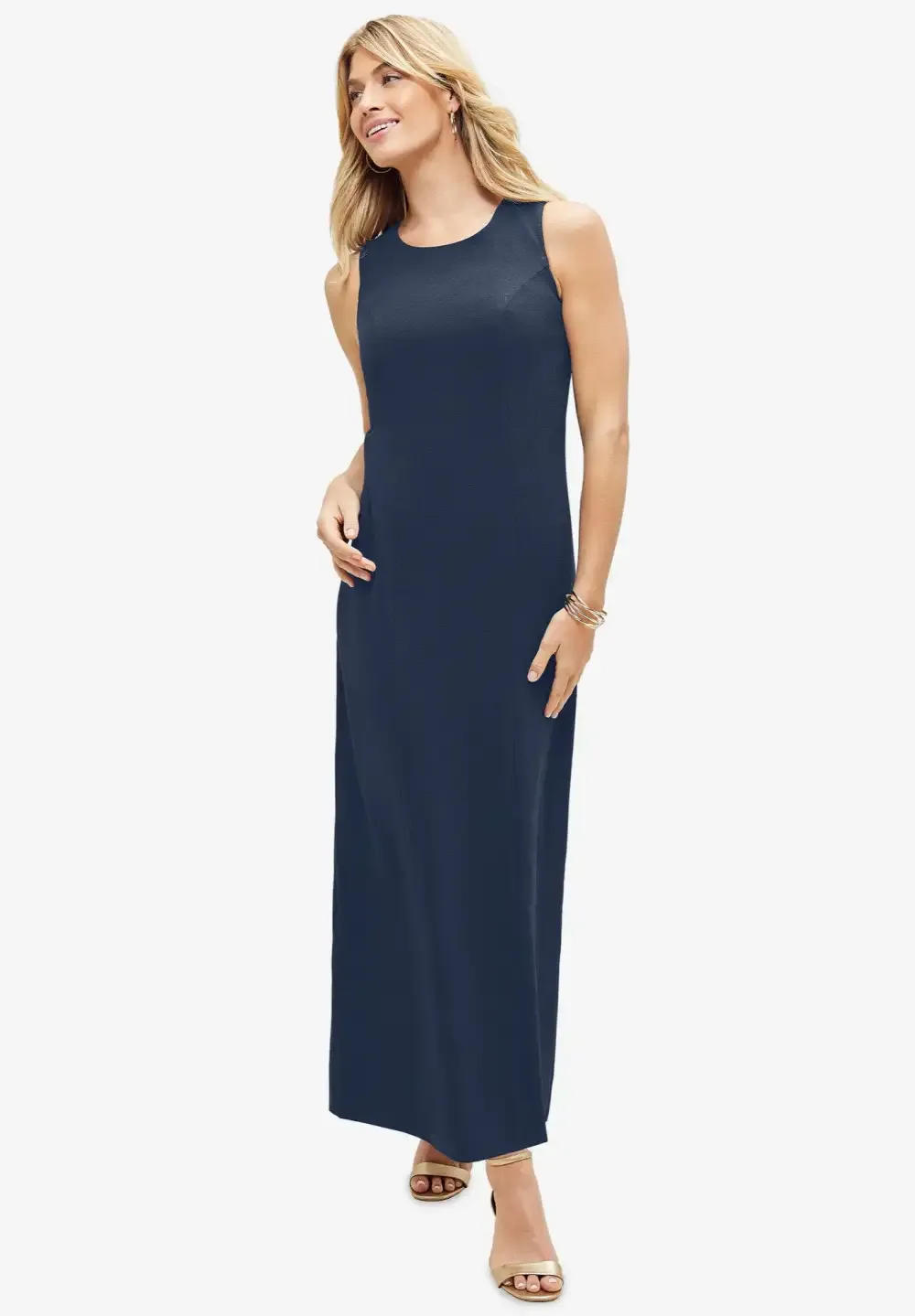 2-Piece Stretch Crepe Single-Breasted Maxi Jacket Dress