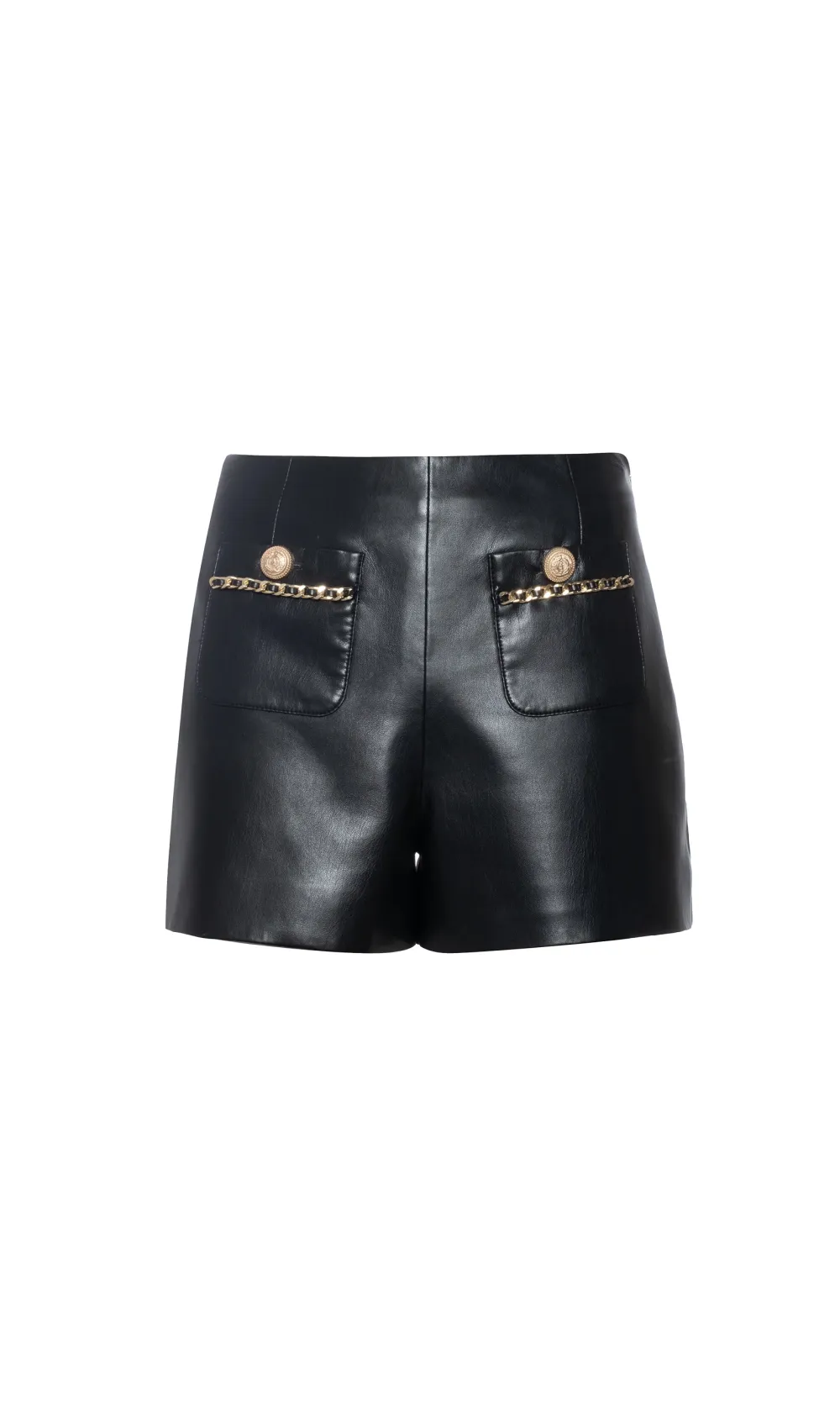 Lavonne Chain Vegan Leather Shorts