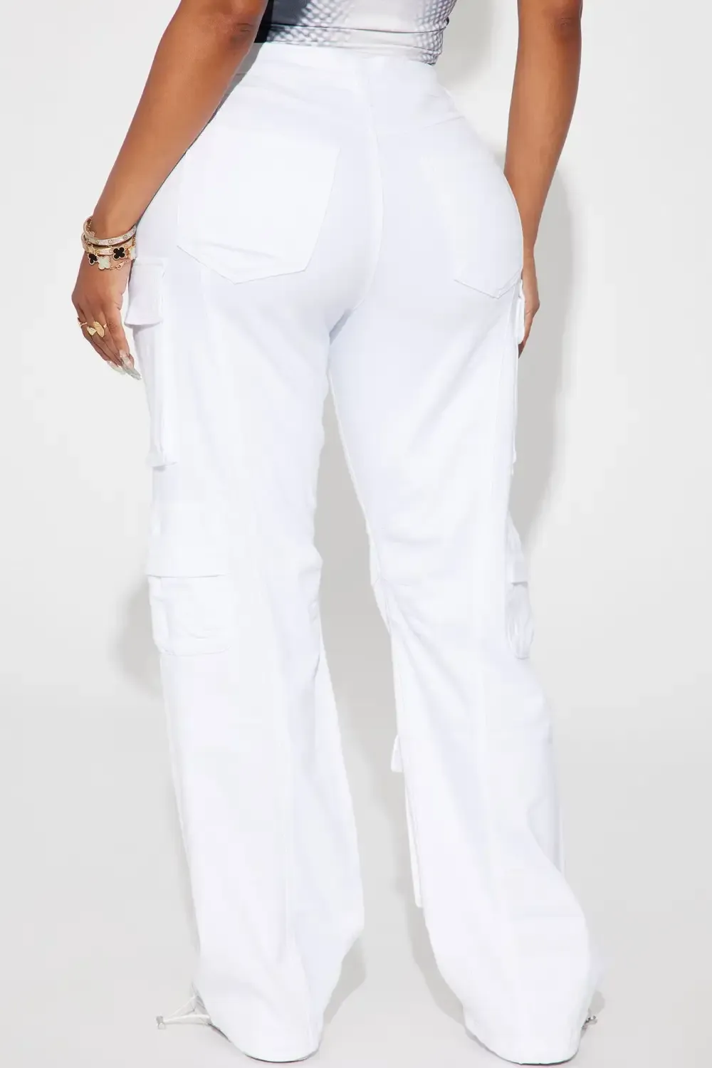 Fairfax High Rise Stretch Cargo Jeans - White