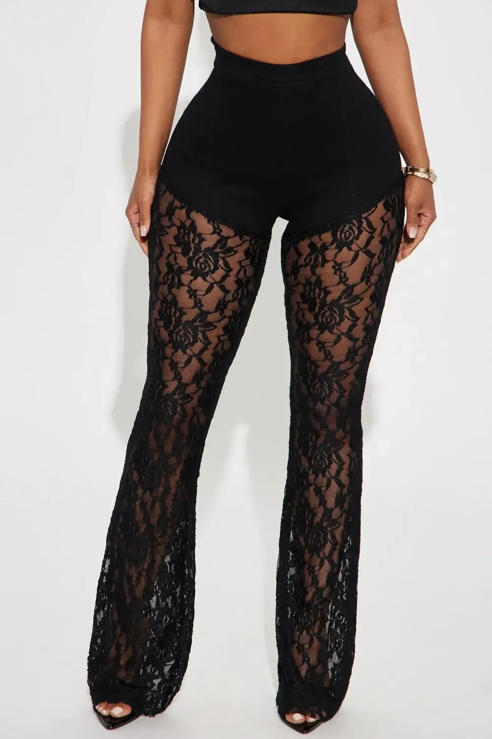 Festival Favorite Lace Flare Jeans - Black