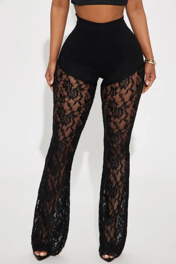 Festival Favorite Lace Flare Jeans - Black