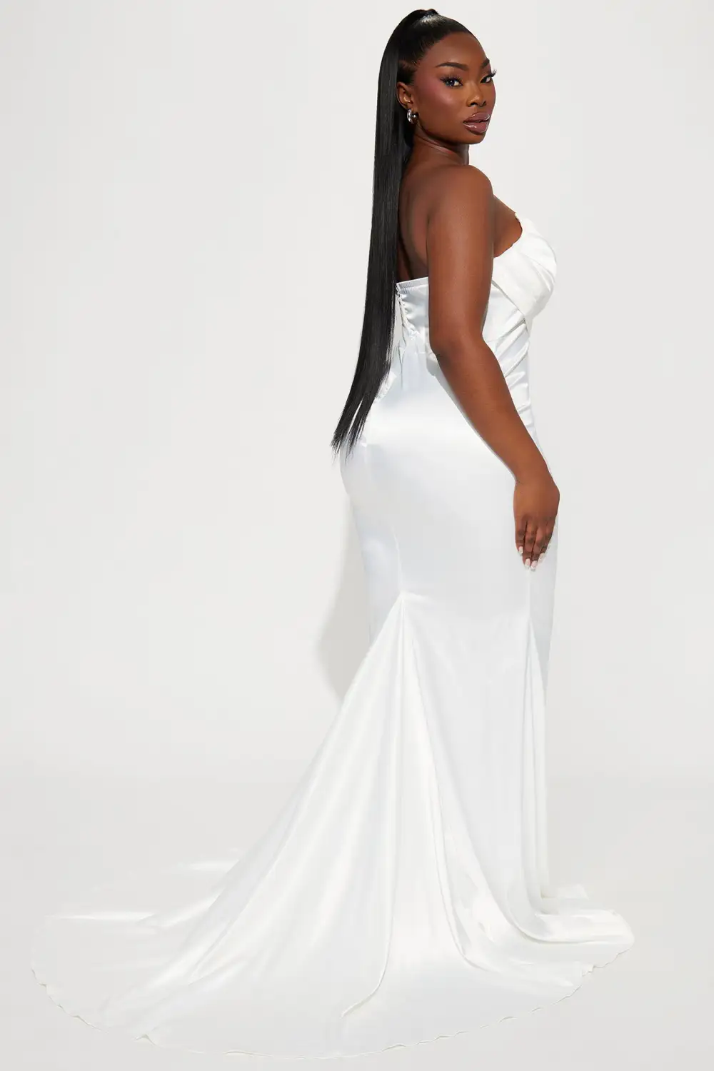 Naomi Satin Maxi Gown - White