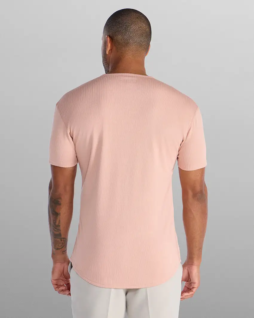 Ribbed Short Sleeve Drop-Cut