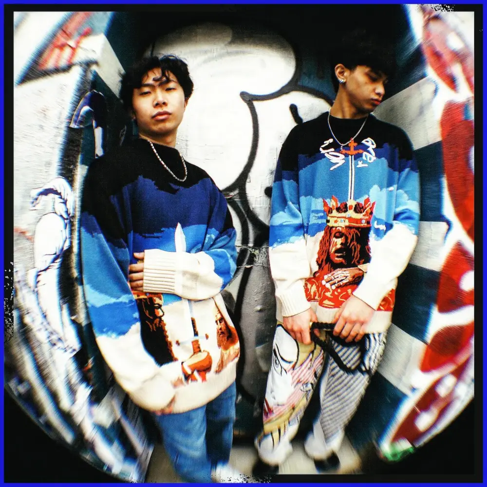 Blue Sweater Renaissance Street Wear Fashion Printing Seasonal Trend Special Design