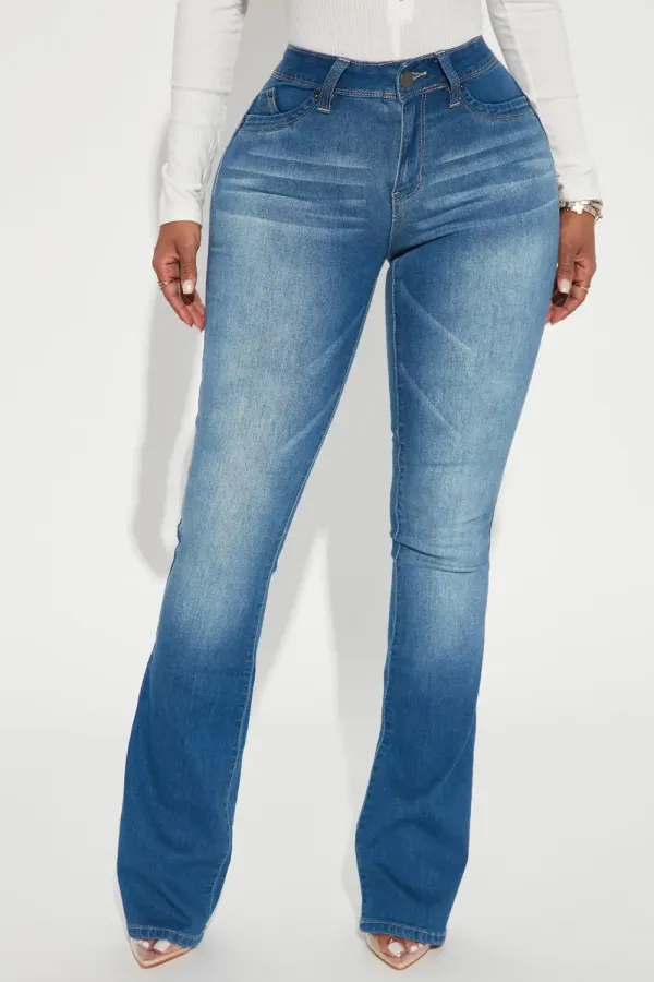 Bring It Down Flare Jeans - Medium Blue Wash