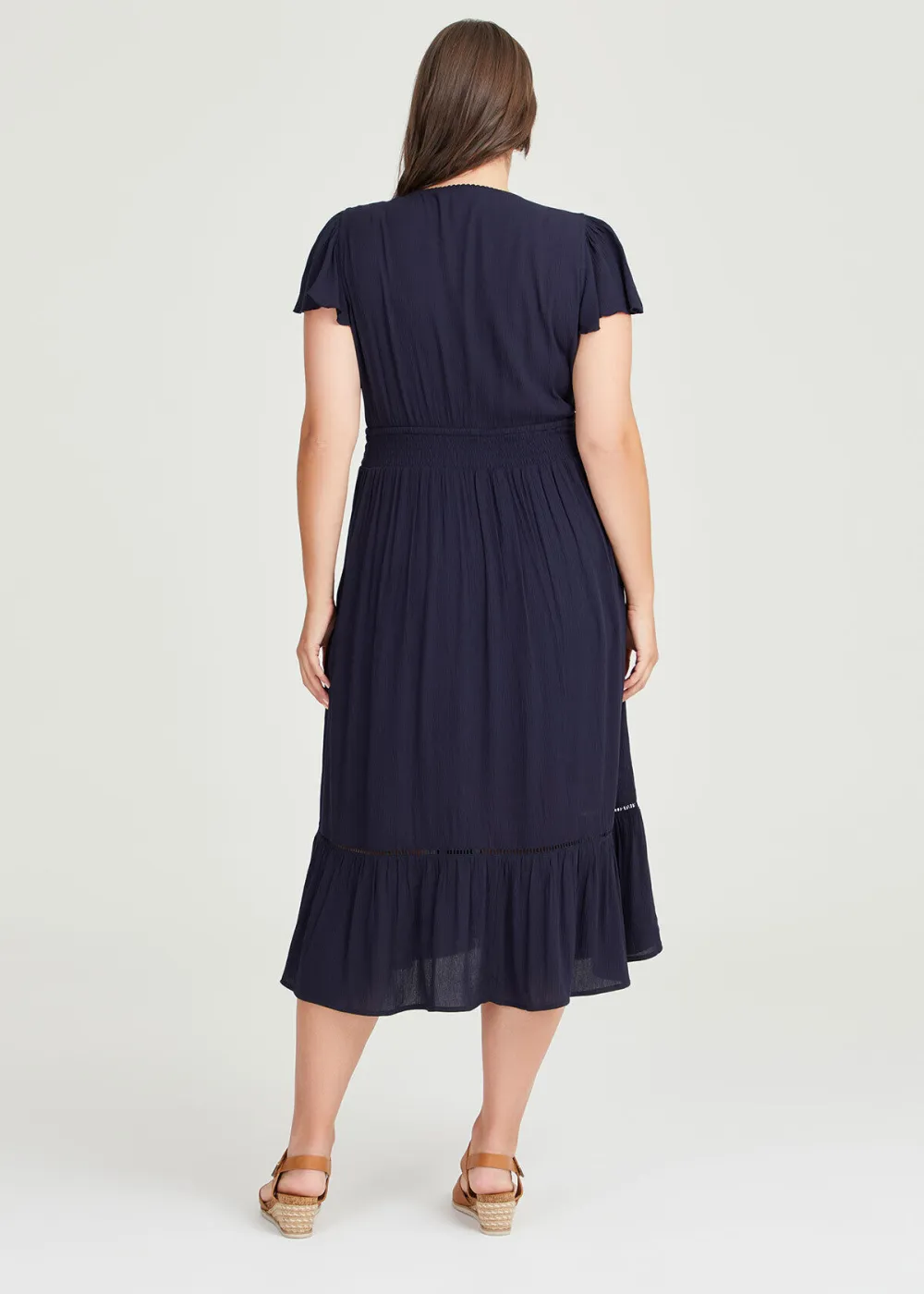 Natural Crinkle Button Dress