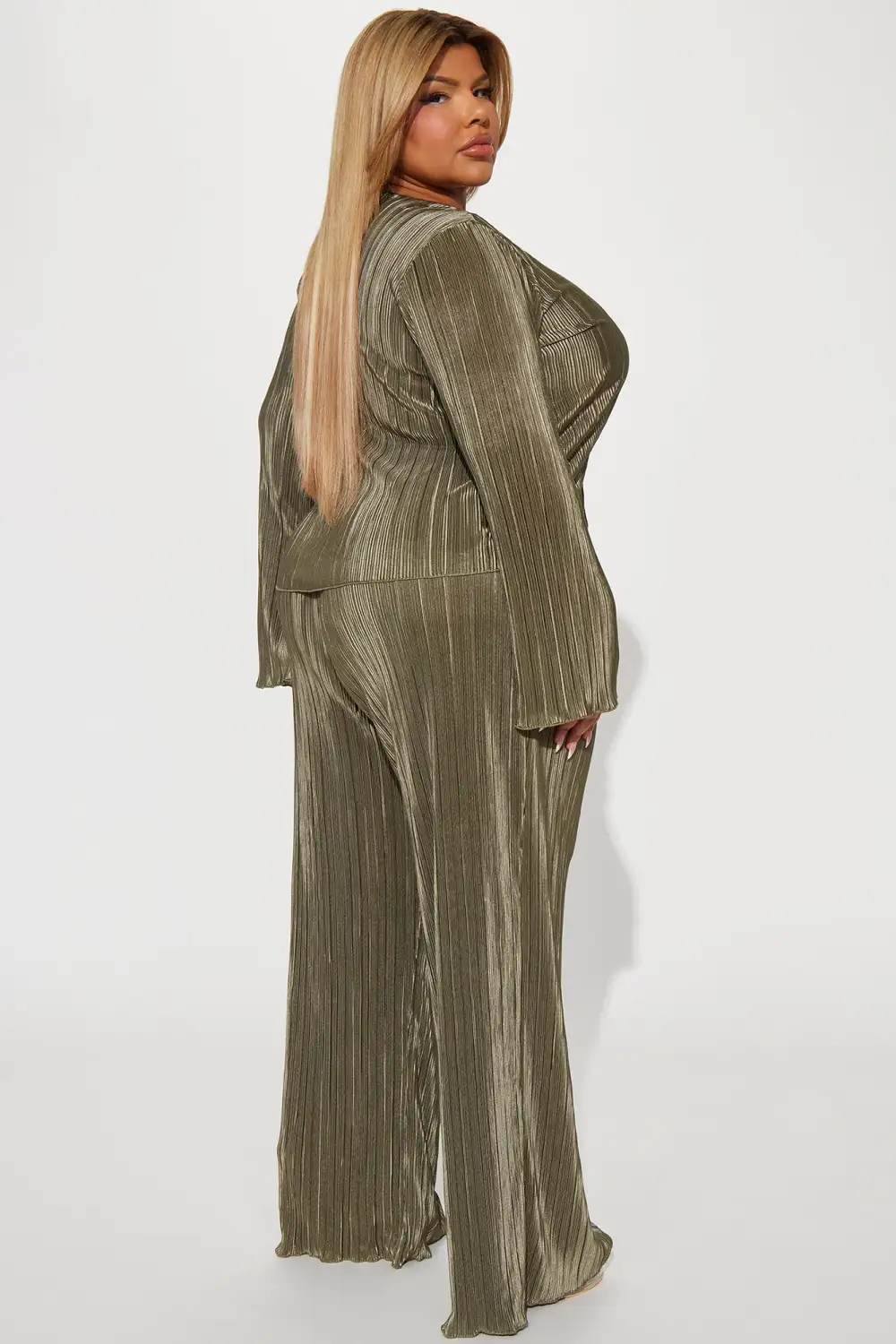 Tahlia Plisse Pant Set - Olive